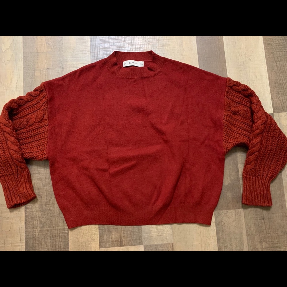 Zara Deep Red Mock Neck Sweater